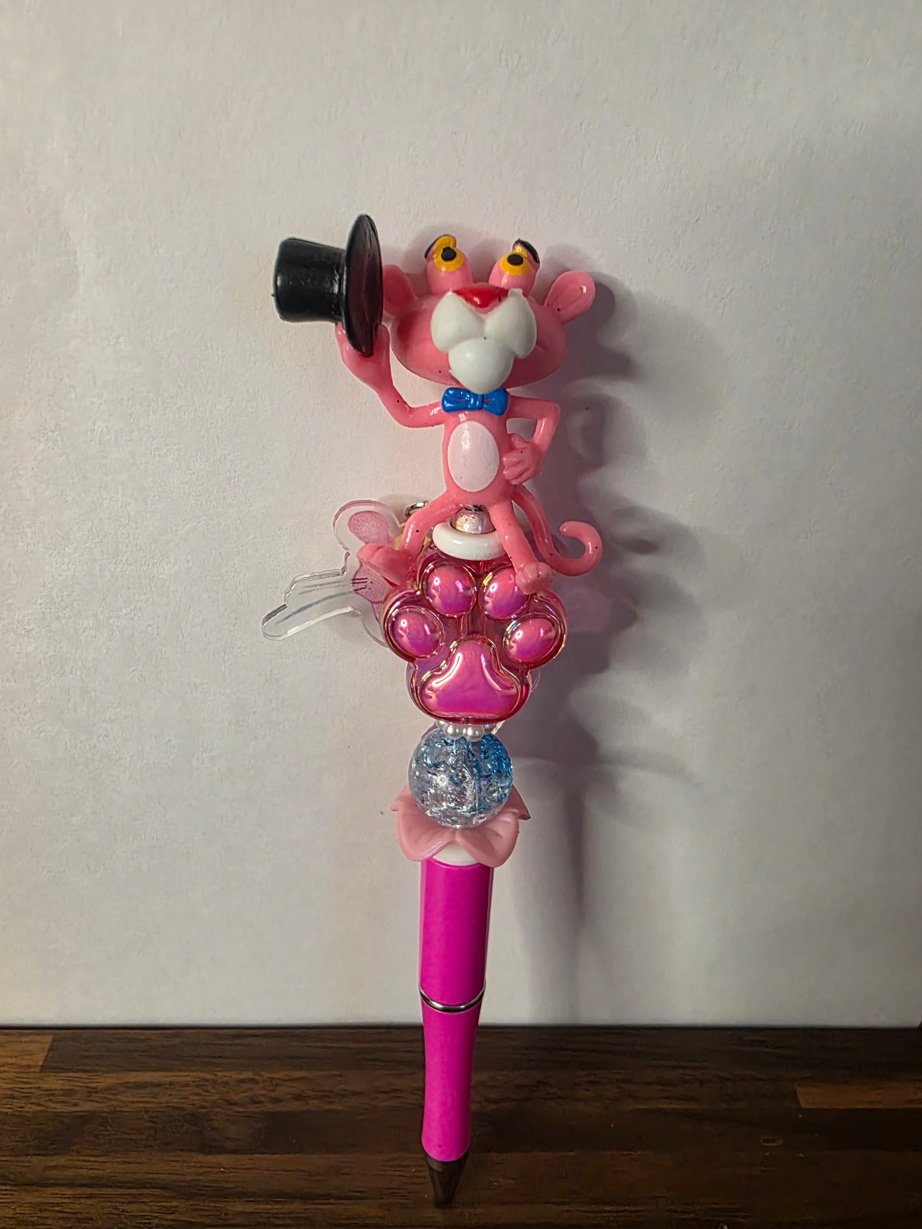 Pink Cat Beaded Pen