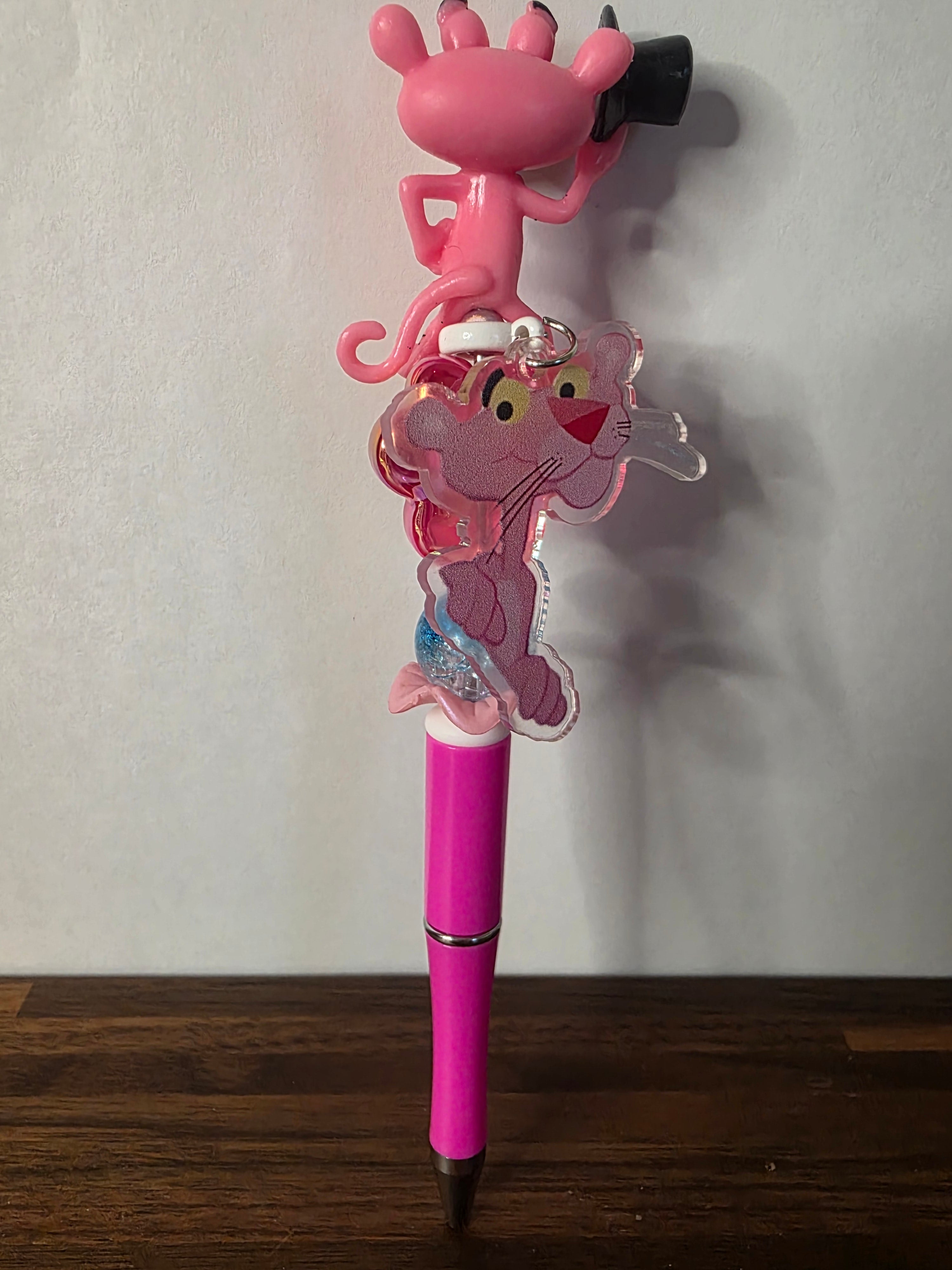 Pink Cat Beaded Pen