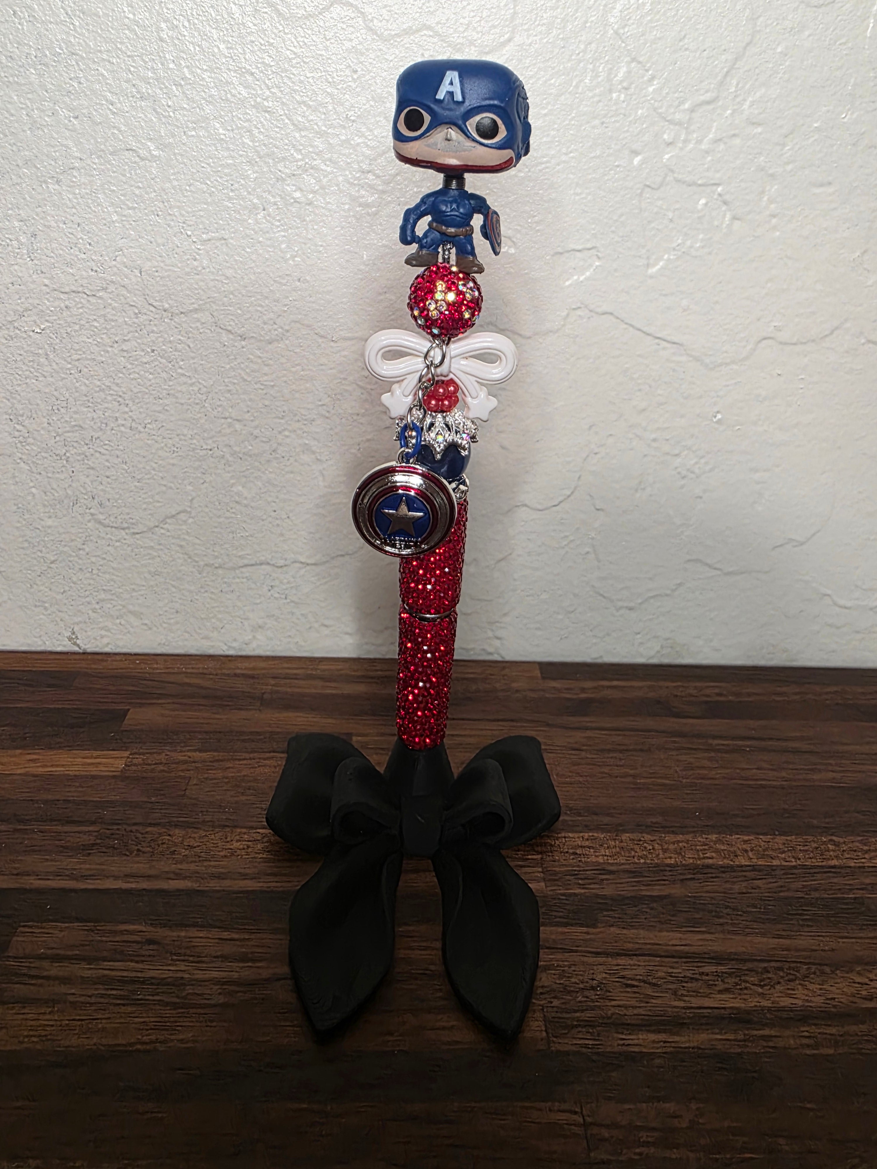 Red White & Blue Shield Hero Beaded Pen